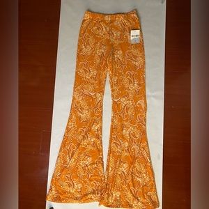 Forever 21 stretchy flared orange bandanna pants
